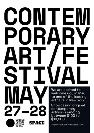 Contemporary Art Fest Promotion In White Poster Design Template