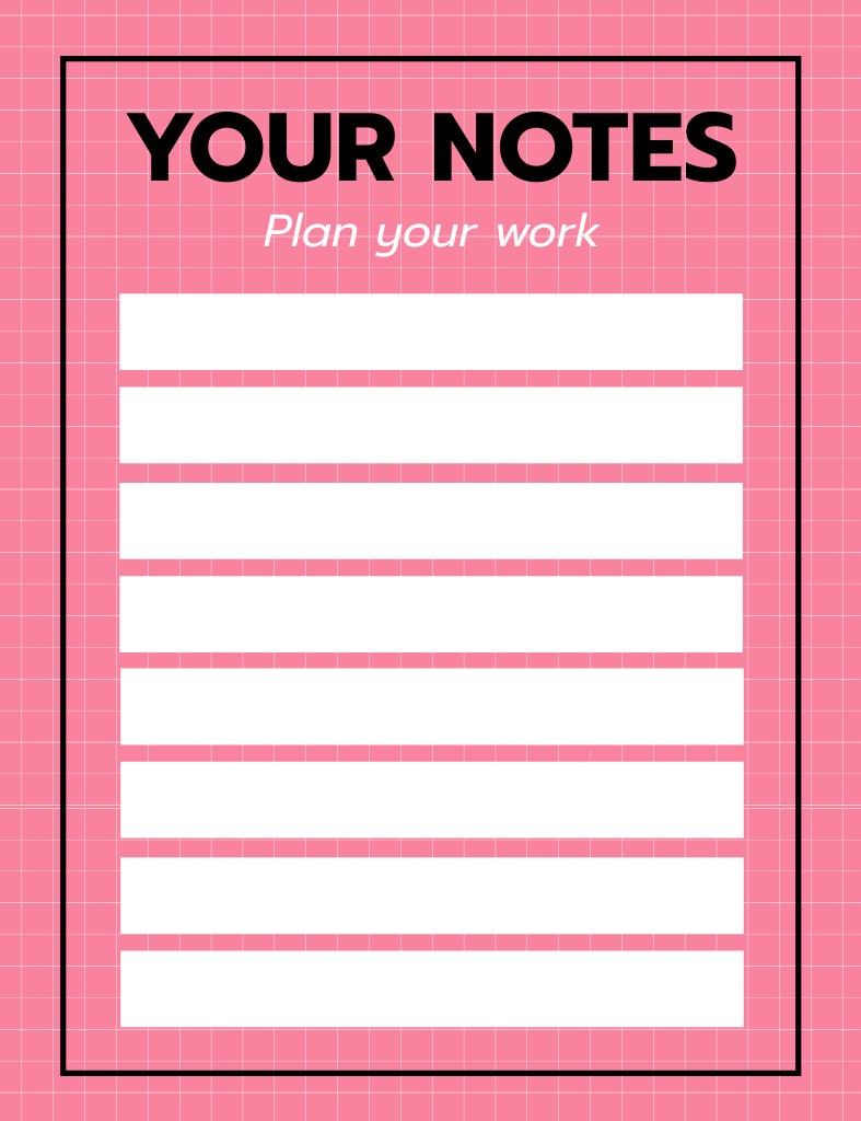 Designvorlage Simple Work Planner in Pink für Notepad 107x139mm