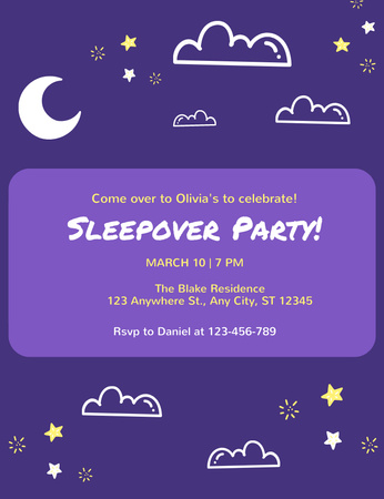 Sleepover Party Invitation Invitation 13.9x10.7cm Design Template