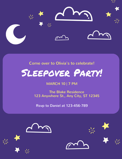 Plantilla de diseño de Welcome to Sleepover Night Party Invitation 13.9x10.7cm 