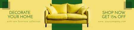 Discount Offer on Stylish Yellow Sofa Ebay Store Billboard Design Template