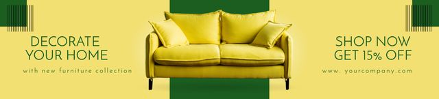 Designvorlage Discount Offer on Stylish Yellow Sofa für Ebay Store Billboard