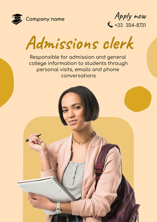 Admissions Clerk Services Offer Poster – шаблон для дизайна