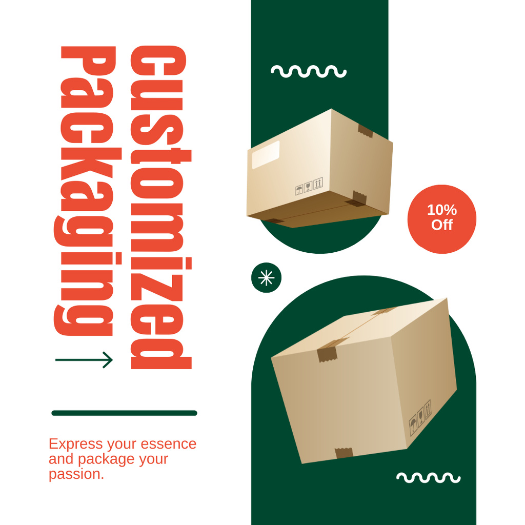 Ontwerpsjabloon van Instagram AD van Customized Packaging and Parcels Shipping