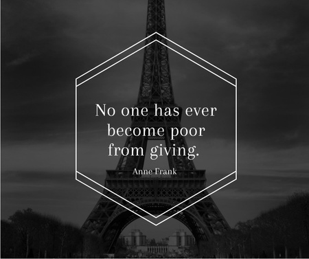 Charity Quote on Eiffel Tower view Facebook Design Template