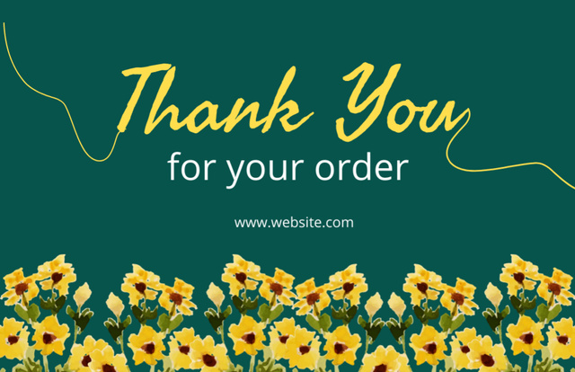 Plantilla de diseño de Thank You For Your Order Message with Yellow Field of Wildflowers Thank You Card 5.5x8.5in 