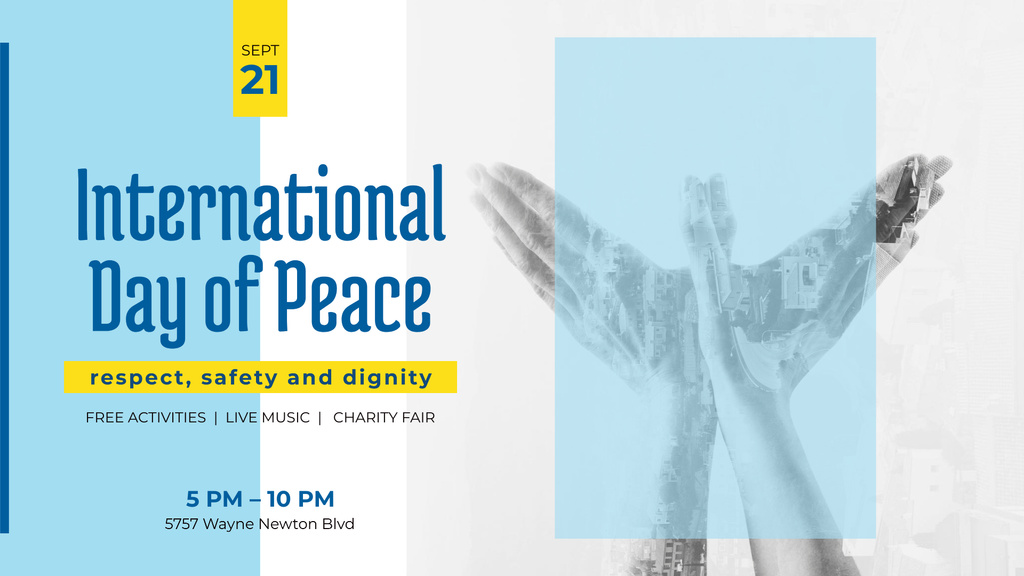 International Day of Peace Bird Symbol on Blue FB event cover Design Template