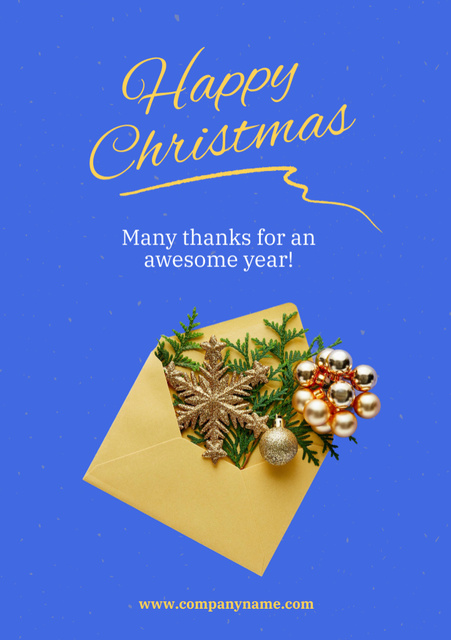 Designvorlage Christmas Greeting with Decorations in Envelope für Postcard A5 Vertical