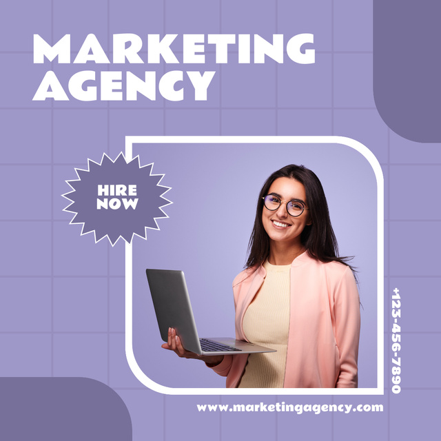 Marketing Agency is Available to Hire LinkedIn post Design Template