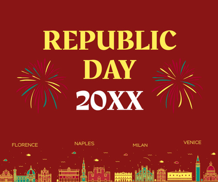 Italian Republic Day Celebration with Fireworks Facebook Design Template
