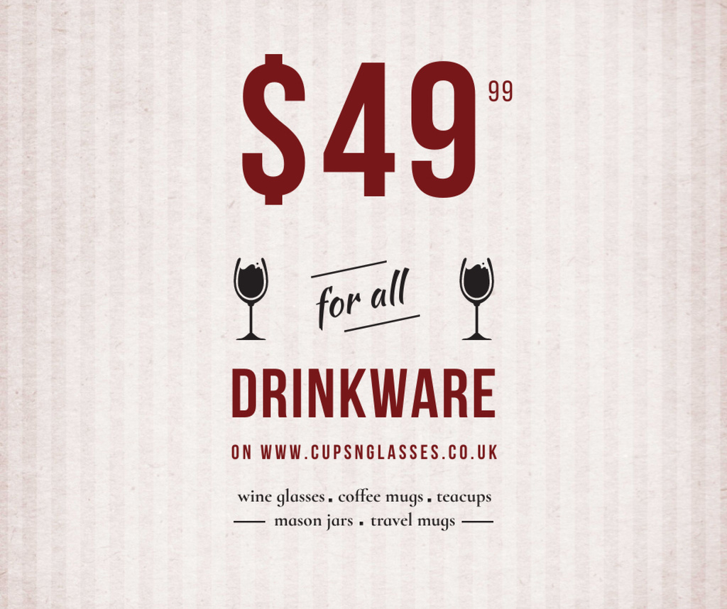 Drinkware Sale Glass with red wine Facebook – шаблон для дизайну