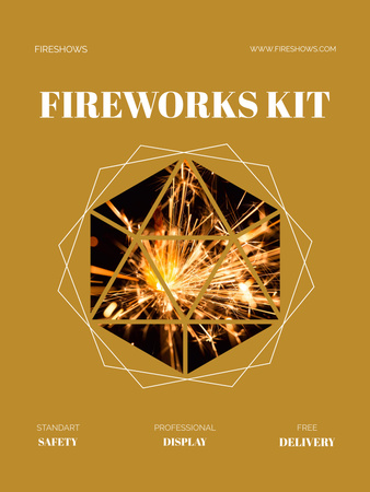 Fireworks Kit Sale with Sparks Poster US Design Template