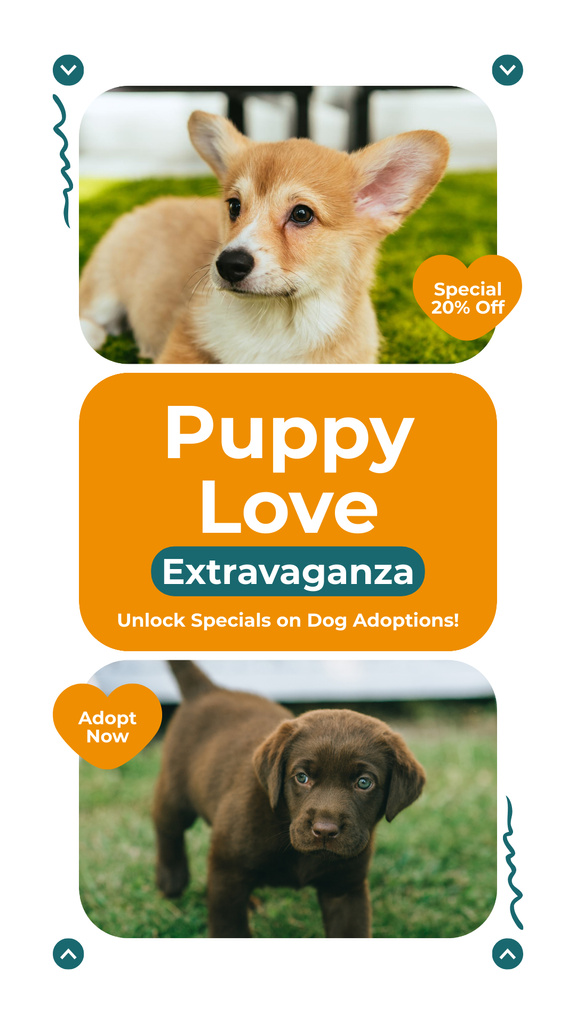 Special Discount on Adopting Puppies Instagram Story Modelo de Design