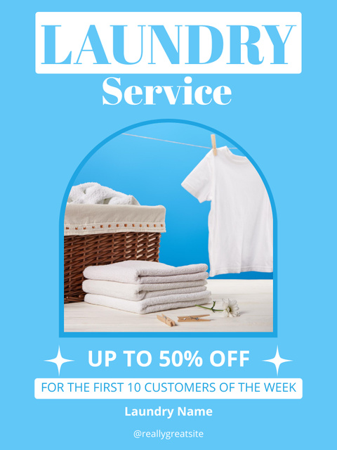 Discount on Laundry Services for First Customers Poster US Modelo de Design