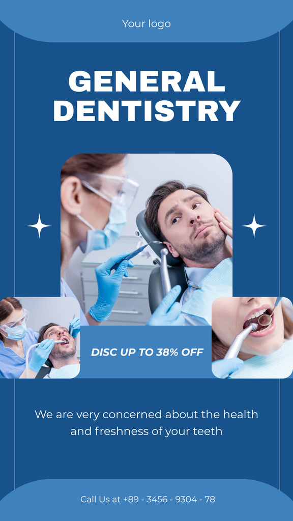 Designvorlage Services of General Dentistry in Clinic für Instagram Story