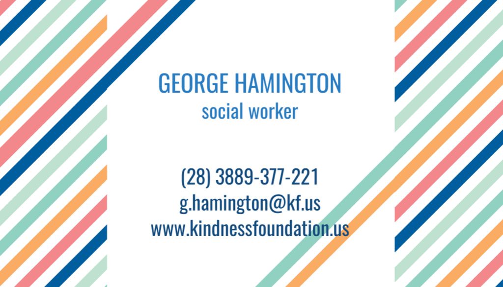 Contact Information of Social Worker Business Card US tervezősablon