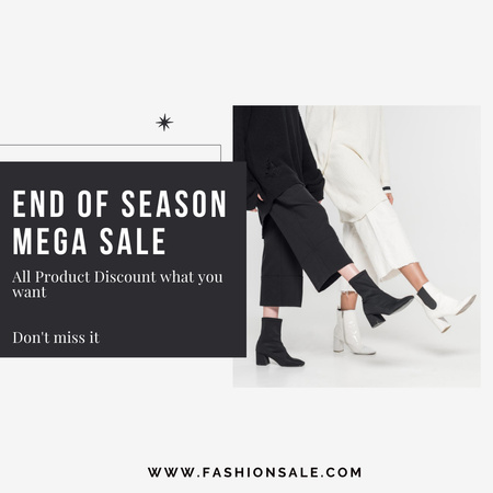 Mega Sale Announcement with Stylish Boots Instagram Design Template