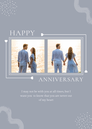 Wedding Couple Celebrating Anniversary on the Beach Postcard 5x7in Vertical Design Template