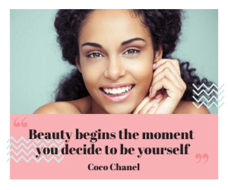 Beautiful young woman with inspirational quote from Coco Chanel Medium Rectangle Πρότυπο σχεδίασης