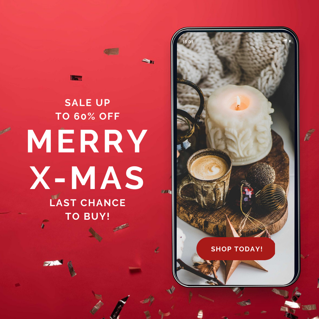 Christmas Sale on Phone screen Instagram Tasarım Şablonu