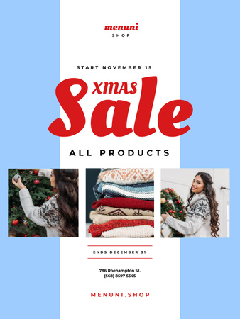 Xmas Sale with Couple with Presents Poster 36x48in Design Template