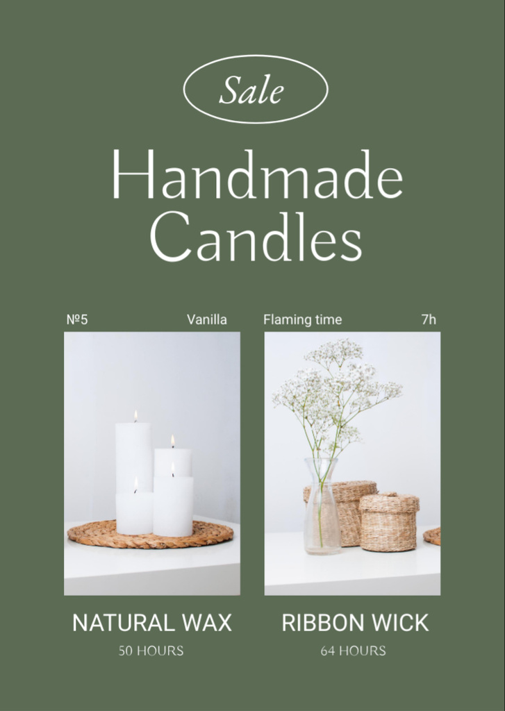 Designvorlage Handmade Candles Promotion on Green für Flyer A6