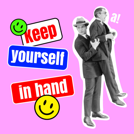 Designvorlage Inspirational Phrase with Funny Men and Emoji für Instagram
