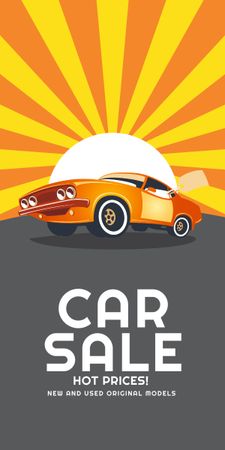 Car Sale Advertisement Muscle Car in Orange Graphic Modelo de Design