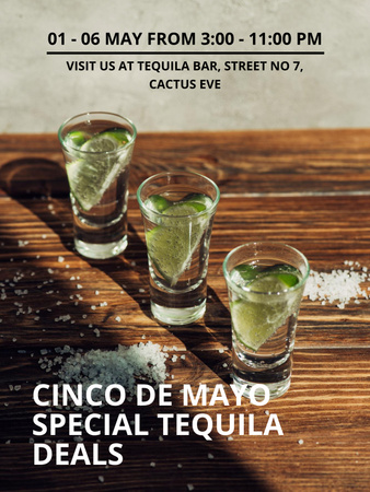 Cinco de Mayo Holiday Special Offer of Tequila Poster US Πρότυπο σχεδίασης