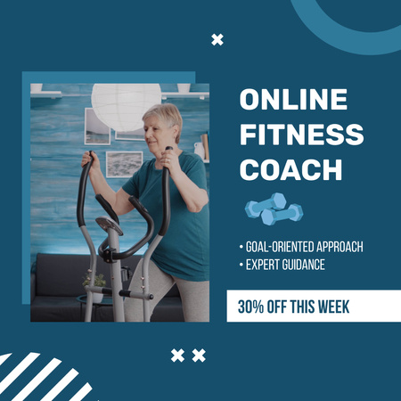 Current Week Discount For Online Fitness Coach Animated Post Design Template