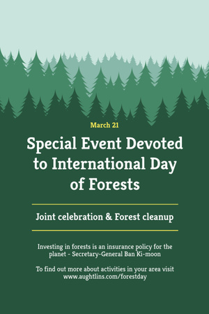 International Day of Forests Event Announcement in Green Invitation 6x9in Design Template