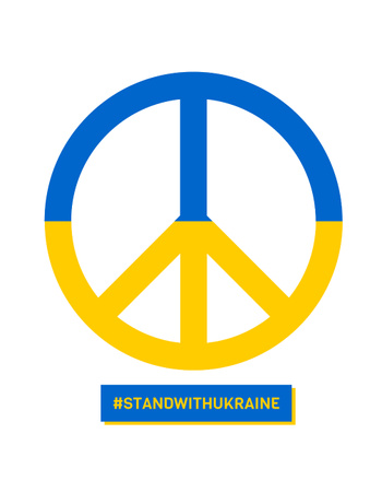 Peace Sign with Ukrainian Flag Colors T-Shirt Design Template