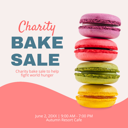 Charity Bake Sale Ad with Colorful Macarons Instagram Design Template