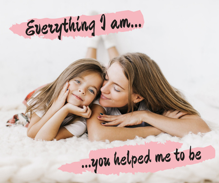 Maternity Quote Mother with  Daughter Facebook Design Template