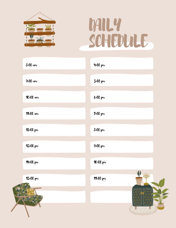 Platilla de diseño Daily Schedule with Cozy Home Interior Notepad 8.5x11in