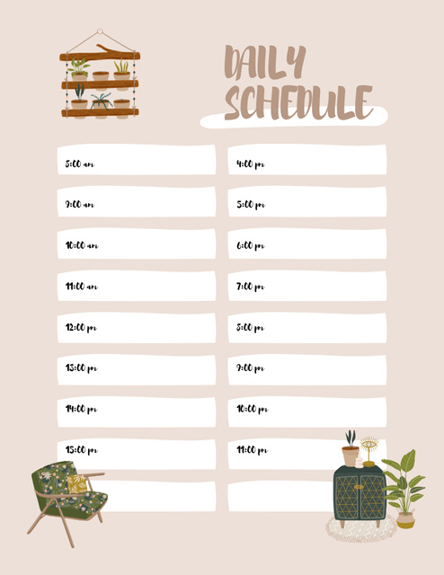 Template di design Daily Schedule with Cozy Home Interior Notepad 8.5x11in