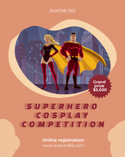 Colorful Superhero Costume Contest Announcement Poster 16x20in Tasarım Şablonu
