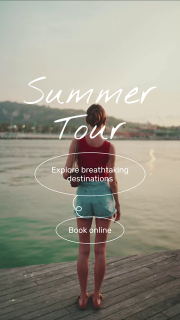 Designvorlage Summer Tours With Booking And Seaside View für TikTok Video