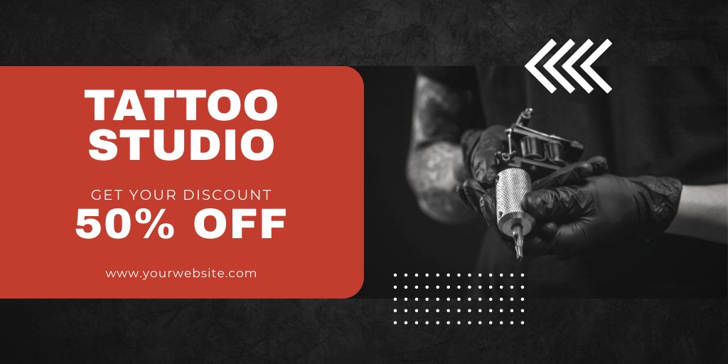 Ontwerpsjabloon van Twitter van Creative Tattoo Studio Service With Discount Offer