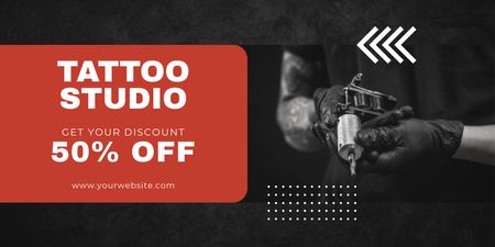 Creative Tattoo Studio Service With Discount Offer Twitter Tasarım Şablonu