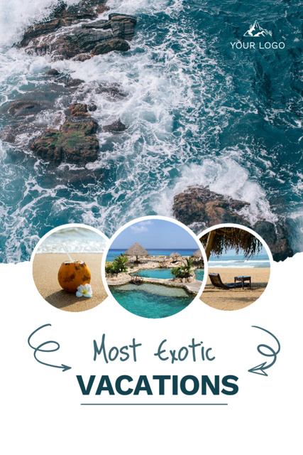 Best Vacations Offer with Ocean Waves Postcard 4x6in Vertical Design Template