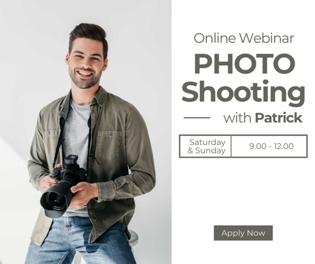 Online Webinar Announcement For Photographers Facebook Modelo de Design