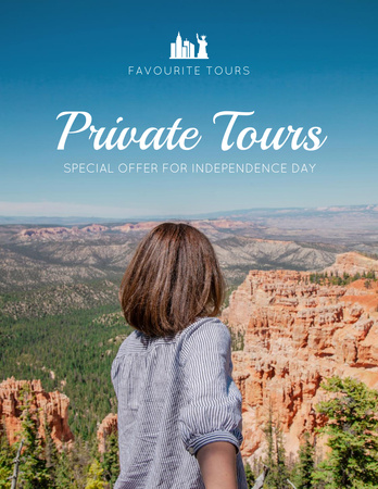 USA Independence Day Tours Offer Flyer 8.5x11in Design Template