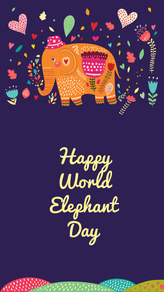 Ontwerpsjabloon van Instagram Story van Elephant Day Celebration Announcement