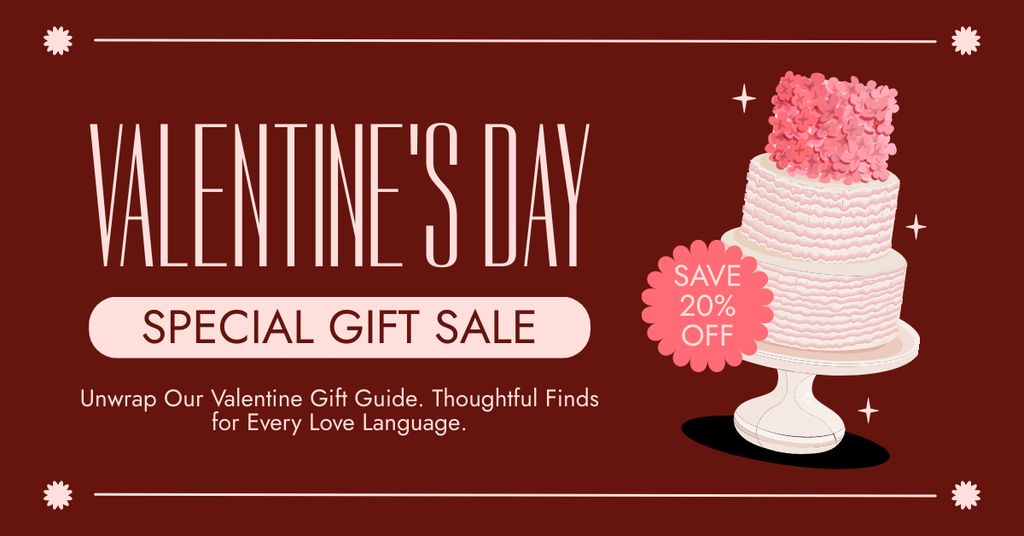 Valentine's Day Special Gift Sale Offer For Cakes Facebook AD Tasarım Şablonu