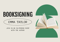 Book Signing Announcement with Green Semicircles