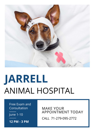 Platilla de diseño Animal Hospital Ad with Cute injured Dog Flayer
