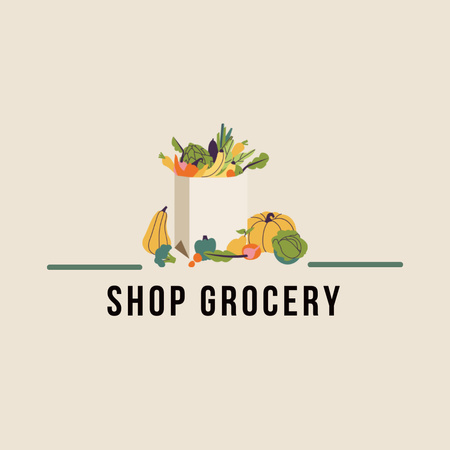 Paper Bag Full of Groceries Animated Logo Design Template