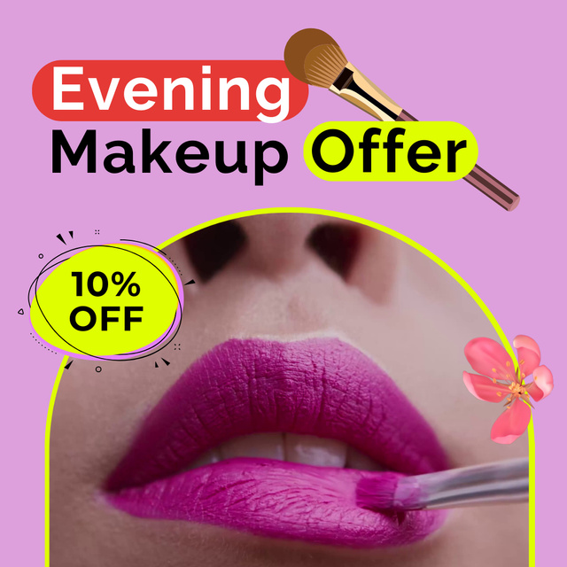 Evening Make Up Offer At Beauty Salon With Discount Animated Post Šablona návrhu