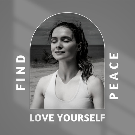 Designvorlage Motivational Phrase with Meditating Girl für Instagram